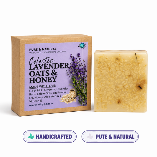 Organic Lavender Soap with Oats and Honey for Stress Relief and Better Sleep, Available in Single and Pack Of 3 by Celestic Soul