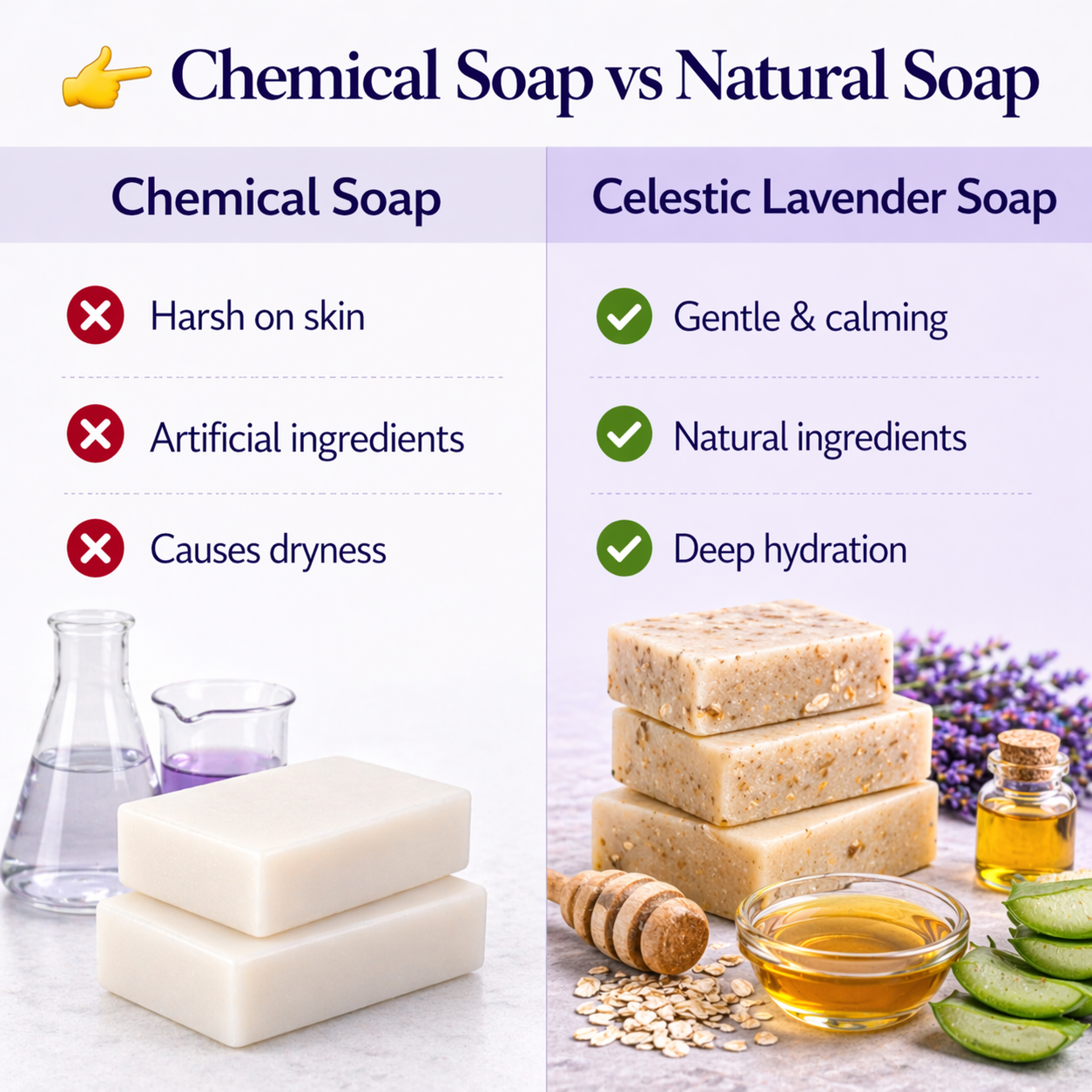 Organic Lavender Soap with Oats and Honey for Stress Relief and Better Sleep, Available in Single and Pack Of 3 by Celestic Soul