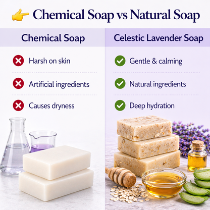 Organic Lavender Soap with Oats and Honey for Stress Relief and Better Sleep, Available in Single and Pack Of 3 by Celestic Soul