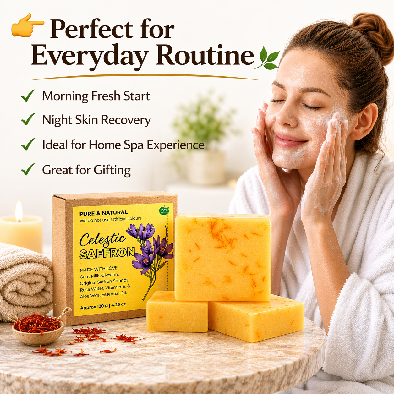 Premium Saffron Soap Organic Kesar Soap Natural Soap – Handcrafted Organic Goat Milk Soap Bar