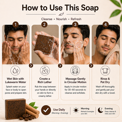Coffee Chandan Soap - Sandalwood Coffee Soap Bar | Natural Handmade Organic Goat Milk Soap Bar