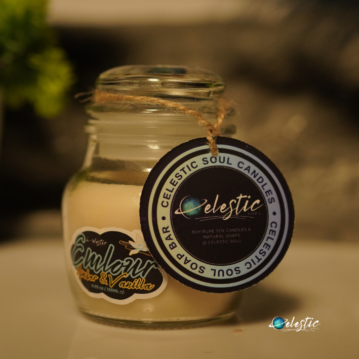 EMLOUR - Premium Amber and Vanilla Blended 100% Soy Wax Candles