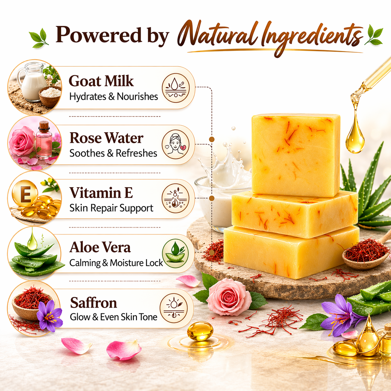 Premium Saffron Soap Organic Kesar Soap Natural Soap – Handcrafted Organic Goat Milk Soap Bar