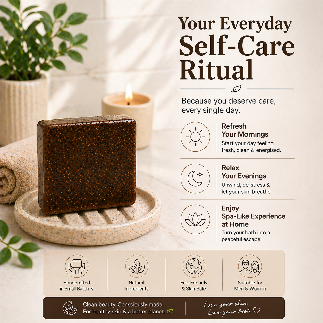 Coffee Chandan Soap - Sandalwood Coffee Soap Bar | Natural Handmade Organic Goat Milk Soap Bar