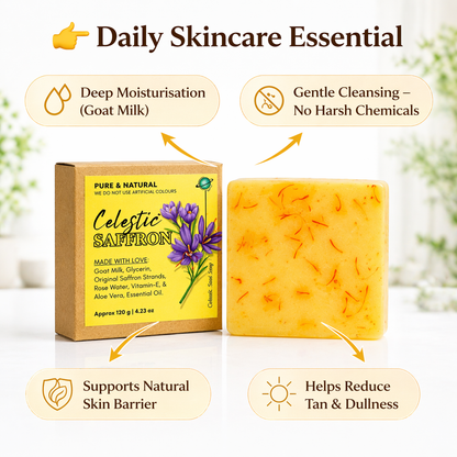 Premium Saffron Soap Organic Kesar Soap Natural Soap – Handcrafted Organic Goat Milk Soap Bar