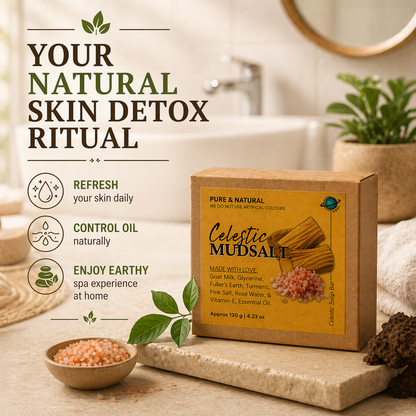 MudSalt Soap - A Detan Soap Bar | Fuller's Earth (Multani Mitti), Himalayan Salt & Goat Milk Acne Soap | Natural Detan Soap Bar
